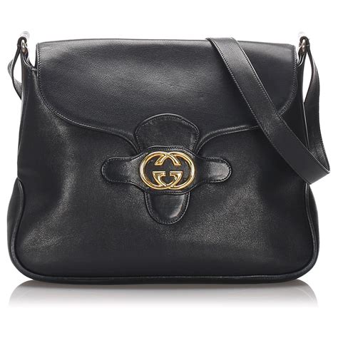 gucci woc black leather|vintage black gucci bag.